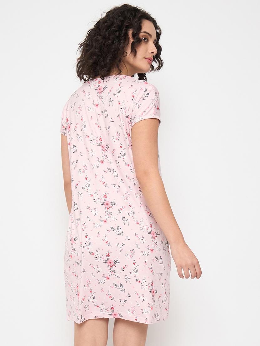 women floral printed short sleeves sleepshirt - 21797051 - Standard Image - 3