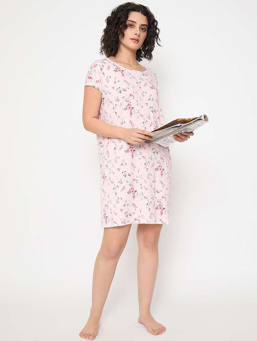 women floral printed short sleeves sleepshirt - 21797051 - Standard Image - 5