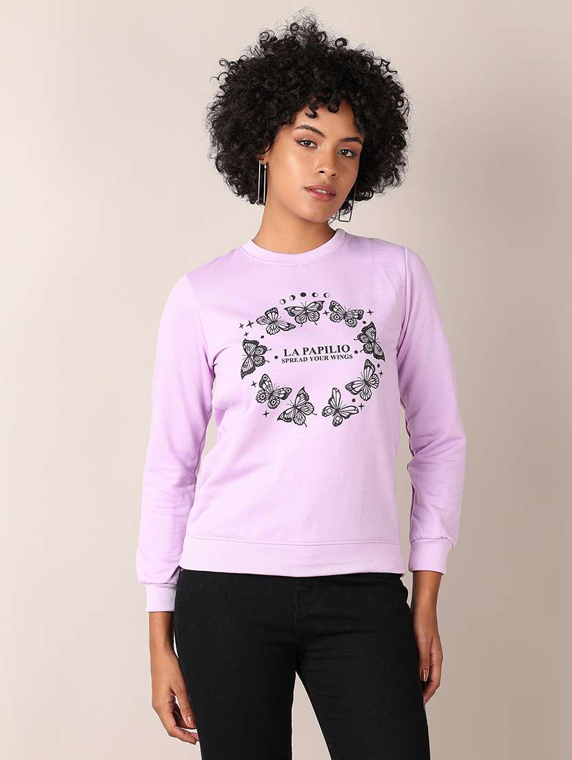 women chest print long sleeve sweatshirt - 21797609 -  Zoom Image - 0