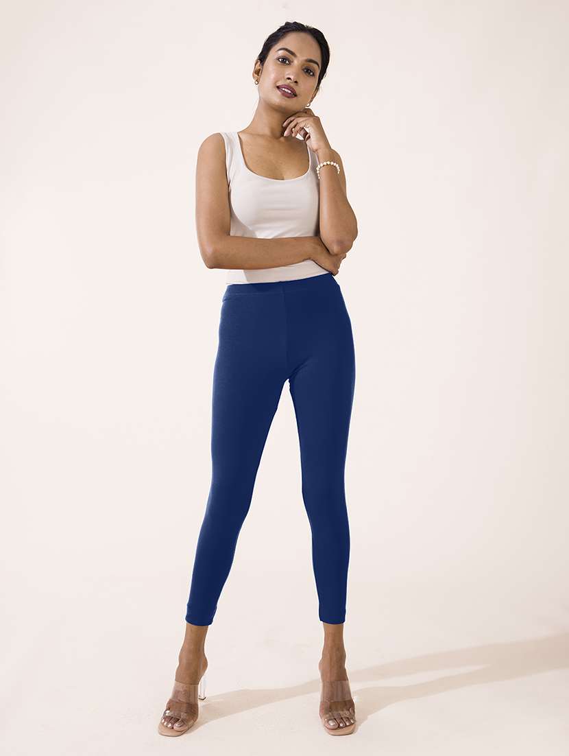 women solid ankle length leggings