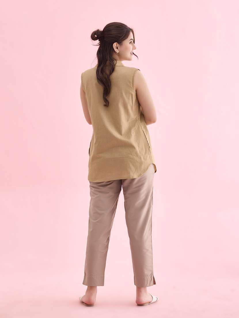 women solid mid rise ankle length tapered pant - 21797865 -  Standard Image - 3