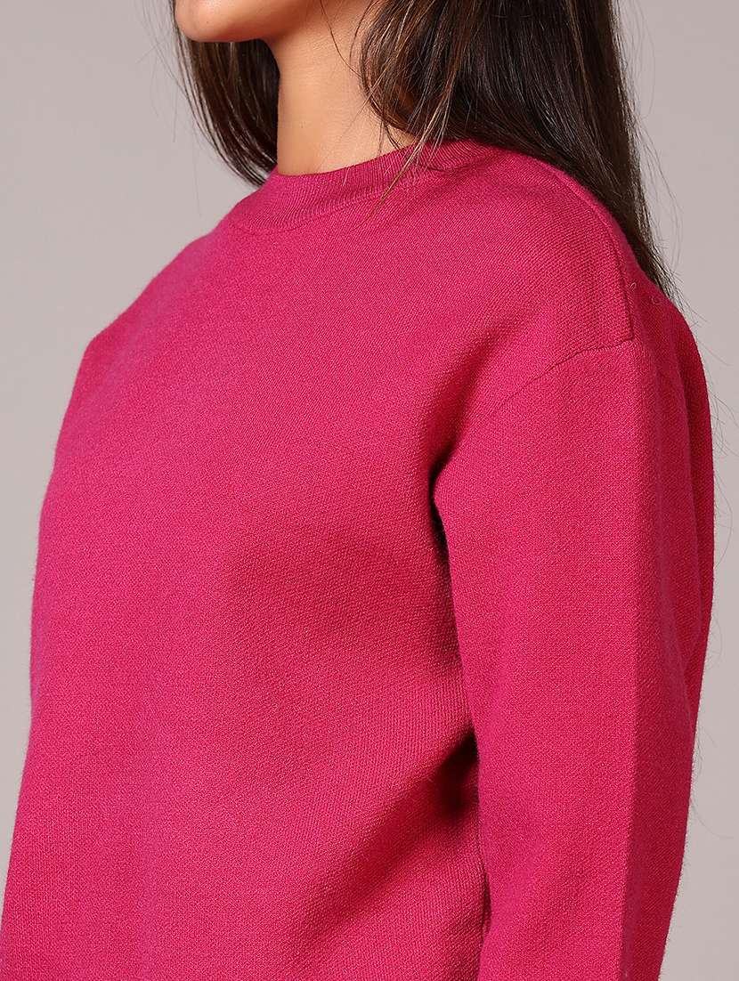 women solid long sleeve regular fit pullover - 21799361 - Standard Image - 3