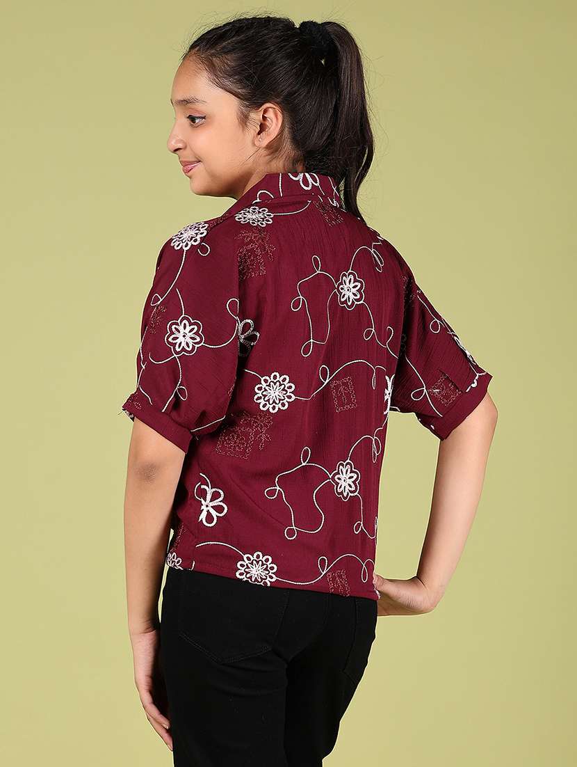 girls solid with work short sleeve top - 21799536 -  Standard Image - 3