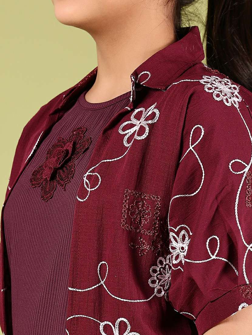 girls solid with work short sleeve top - 21799536 -  Standard Image - 5