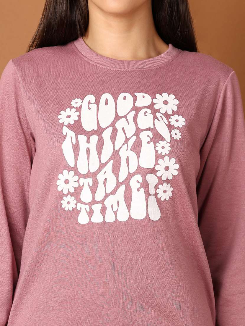 women front print long sleeve sweatshirt - 21802288 - Standard Image - 3