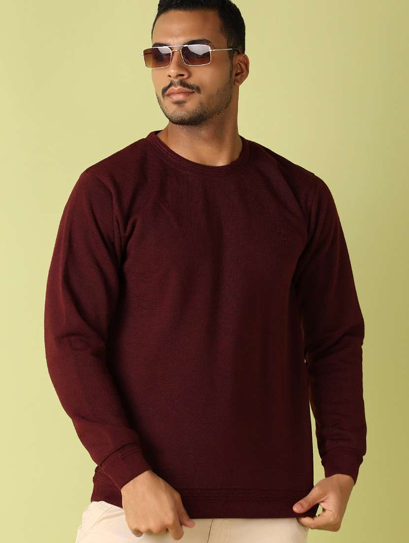 men solid long sleeve regular fit pullover