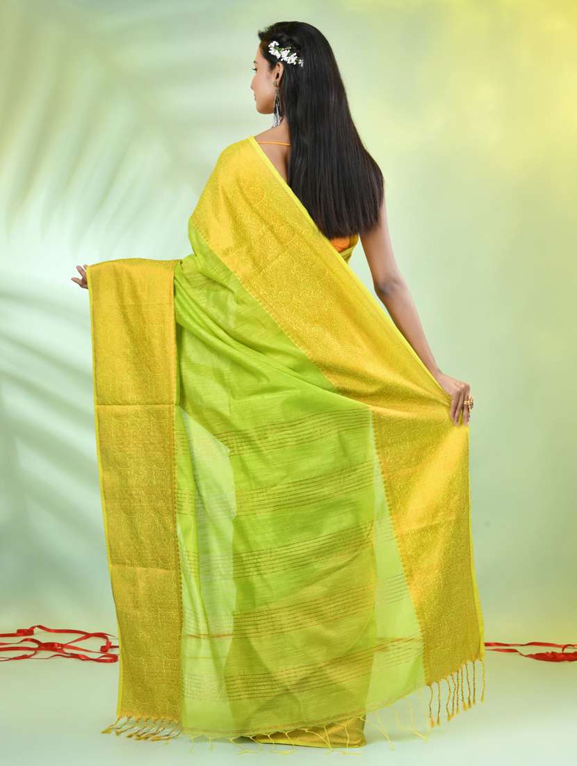 women solid with zari bordered saree with blouse - 21839457 -  Standard Image - 3