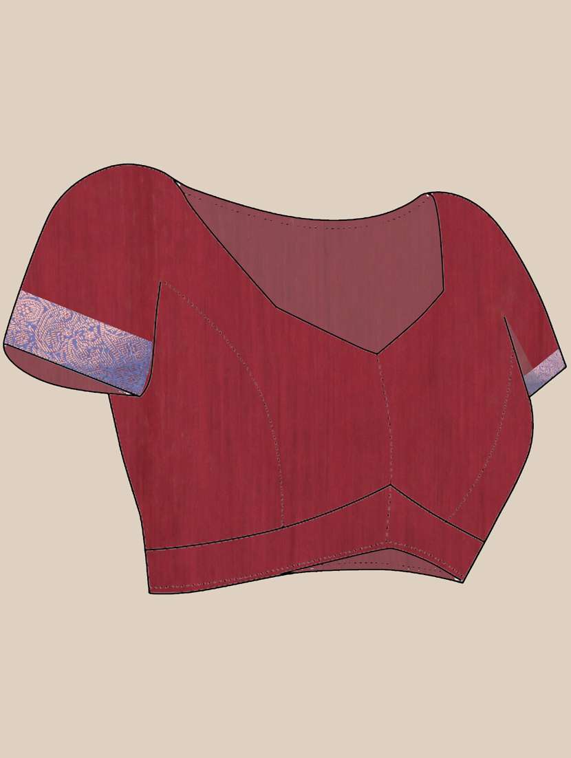 women solid with zari bordered saree with blouse - 21839460 -  Standard Image - 5