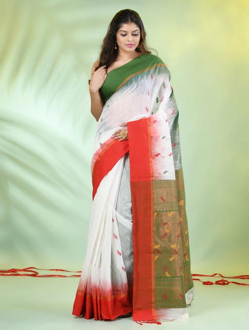 women white handloom saree with blouse - 21839487 -  Standard Image - 0