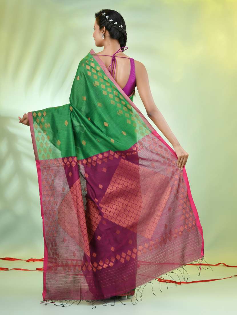 women self design zari weave handloom saree with blouse - 21839490 -  Standard Image - 3