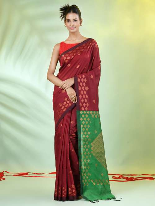 women self design zari weave handloom saree with blouse - 21839491 -  Standard Image - 0