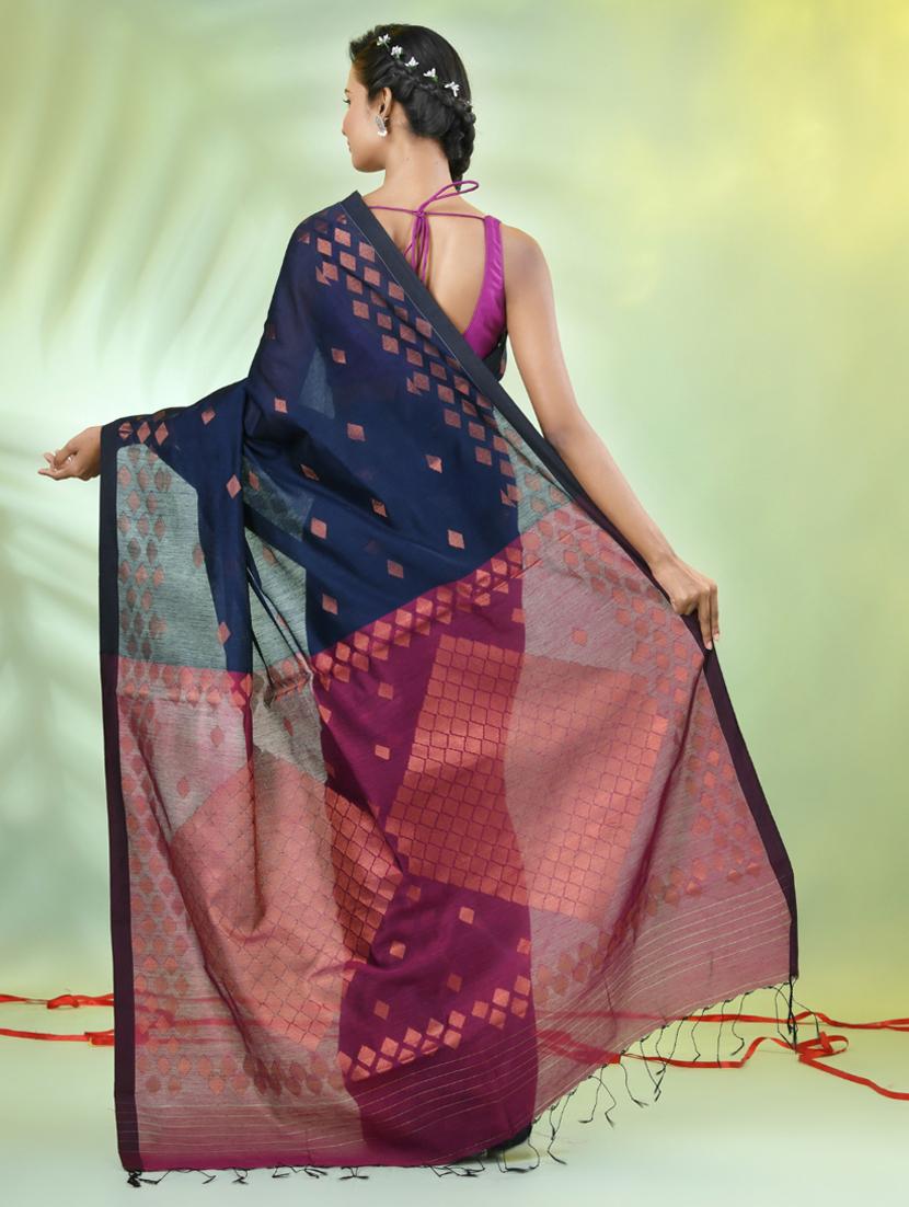 women self design zari weave handloom saree with blouse - 21839492 - Standard Image - 3