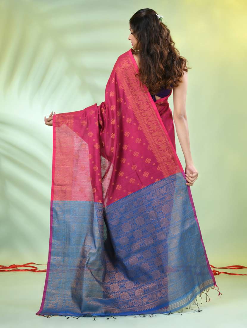 women self design zari weave handloom saree with blouse - 21839497 -  Standard Image - 3