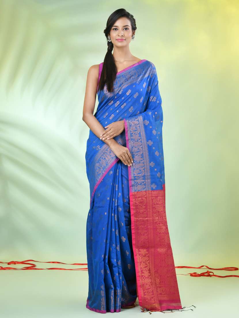 women self design zari weave handloom saree with blouse - 21839498 -  Zoom Image - 0