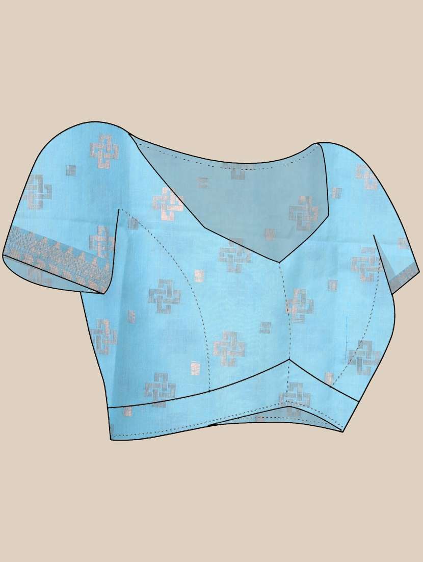 women self design zari bordered saree with blouse - 21839499 -  Standard Image - 5