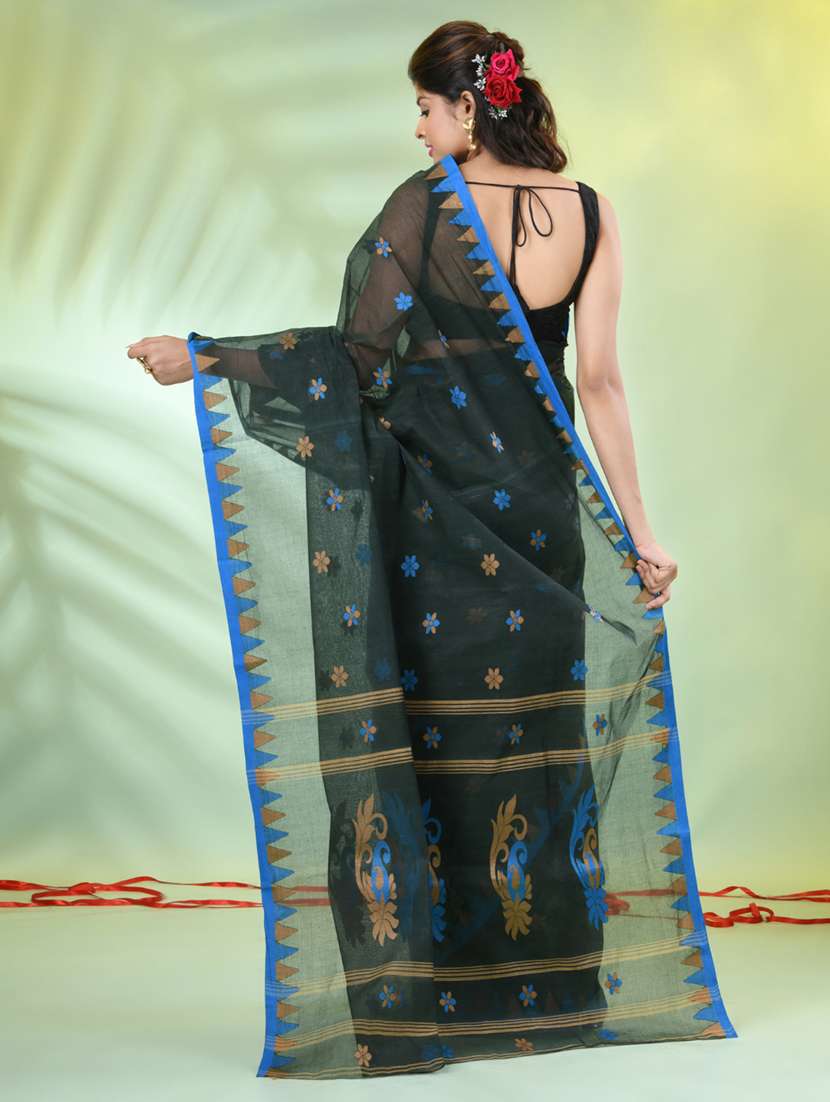 women bottle green handloom saree - 21839507 -  Standard Image - 3