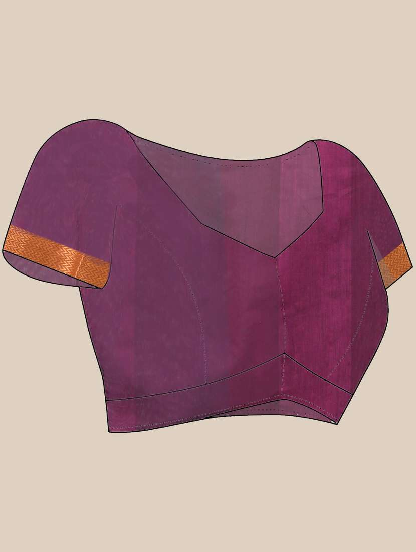 women solid with zari bordered saree with blouse - 21839516 - Standard Image - 5