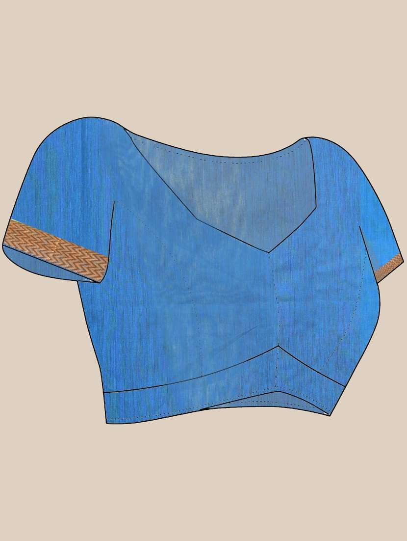 women solid with zari bordered saree with blouse - 21839517 -  Standard Image - 5