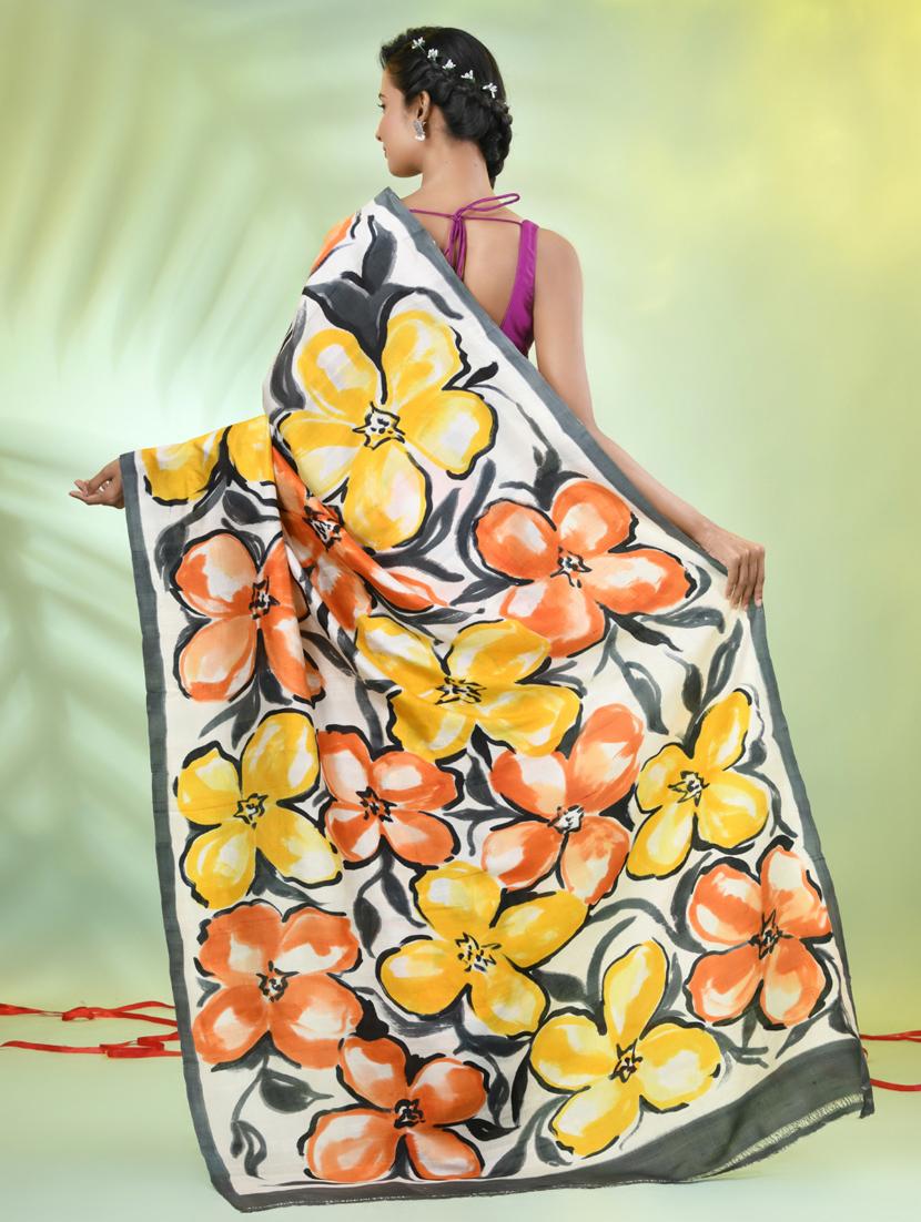 women floral printed saree with blouse - 21839535 - Standard Image - 3