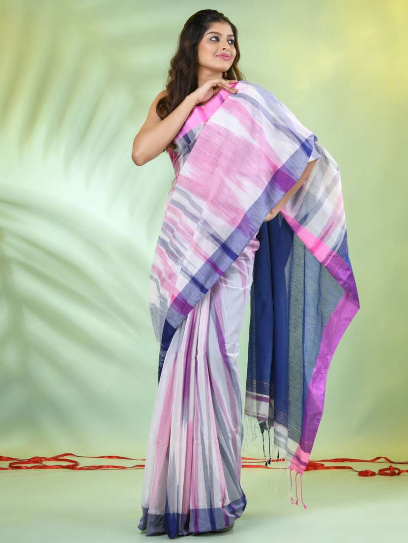 women self design handloom saree with blouse