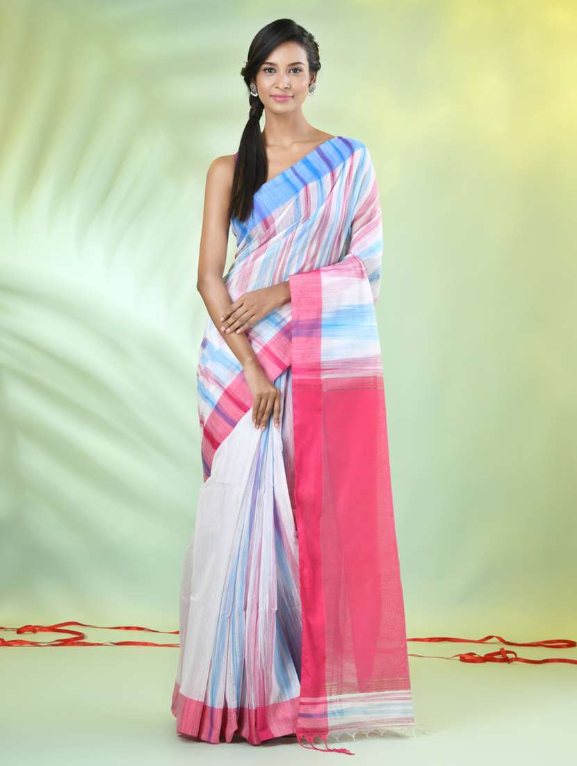 women self design handloom saree with blouse