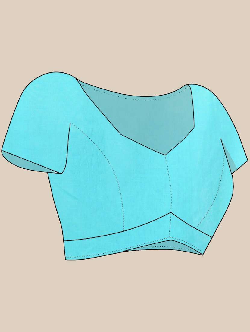 women turquoise embroidered saree with blouse - 21839562 -  Standard Image - 5