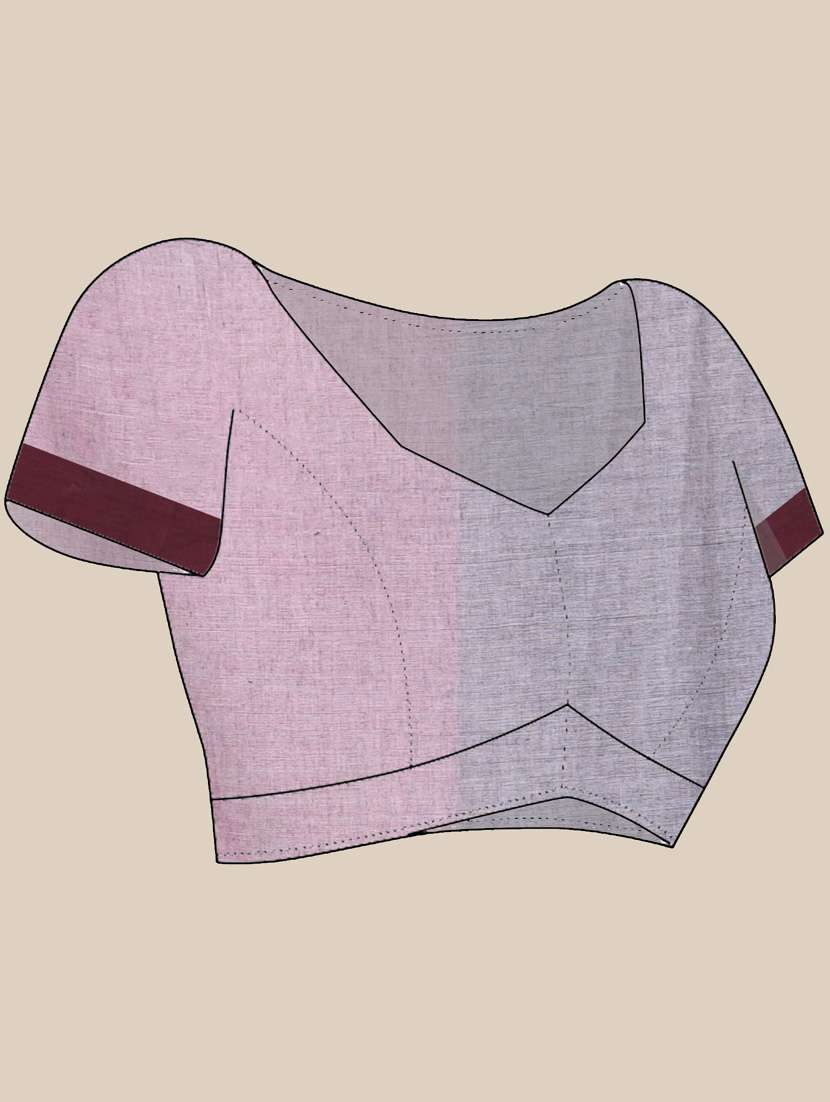 women pink handloom saree with blouse - 21839576 -  Standard Image - 5