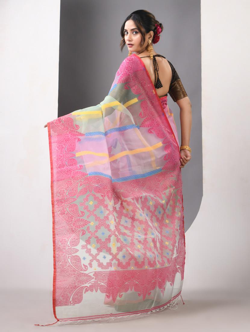 women self design handloom saree with blouse - 21839637 - Standard Image - 3