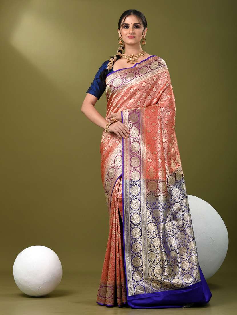 women self design banarasi saree with blouse
