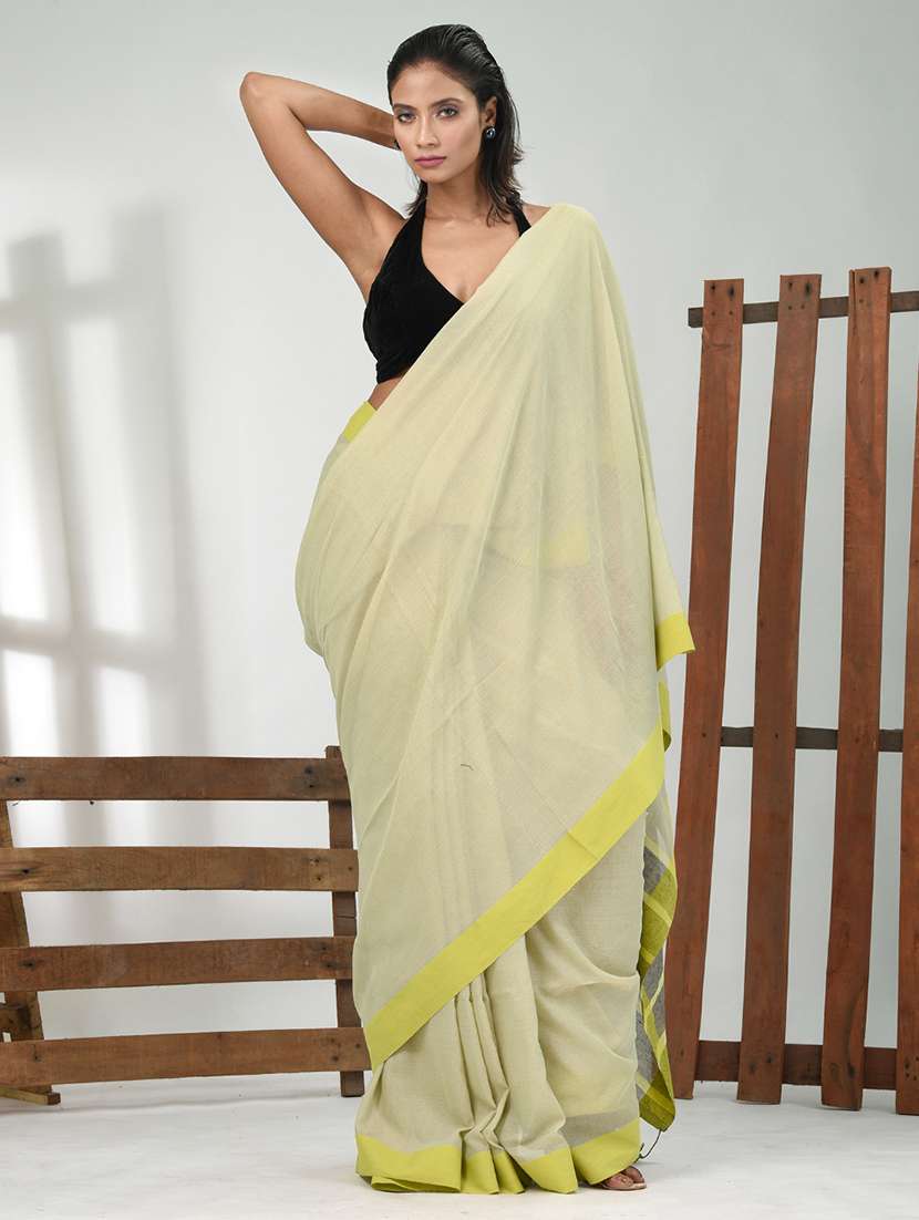 women solid handloom saree with blouse