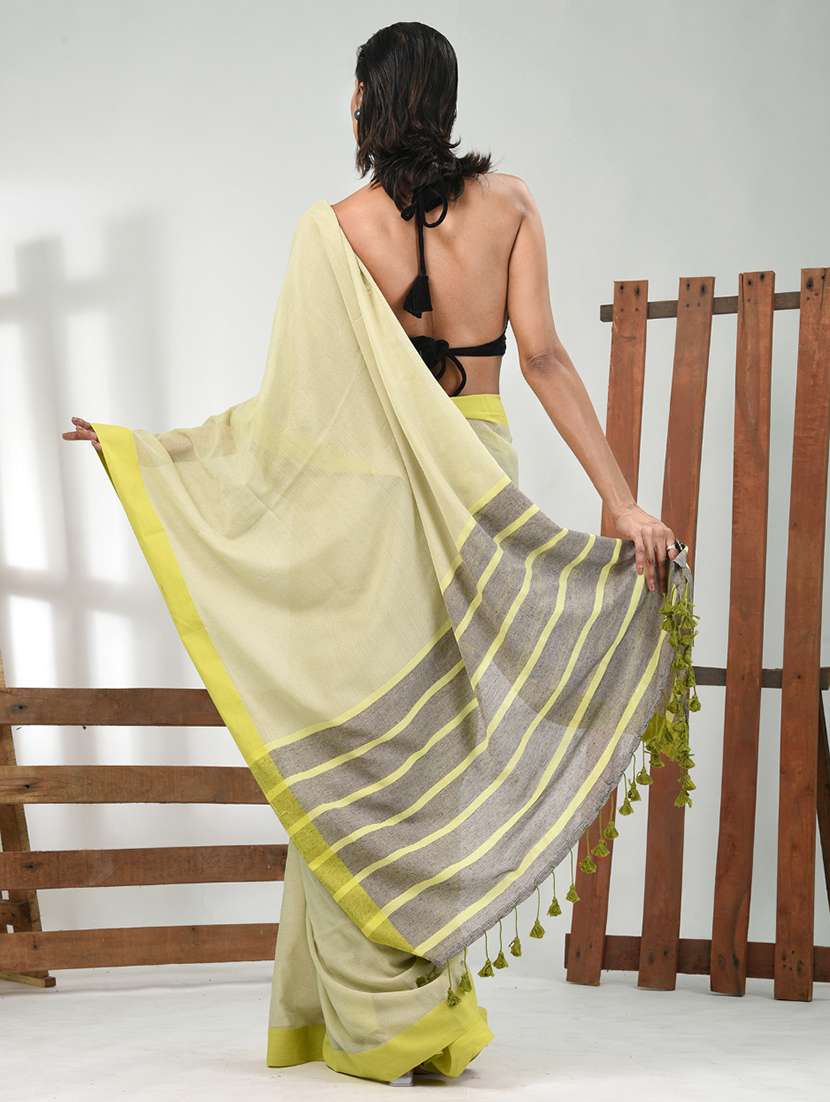 women solid handloom saree with blouse - 21839811 -  Standard Image - 3