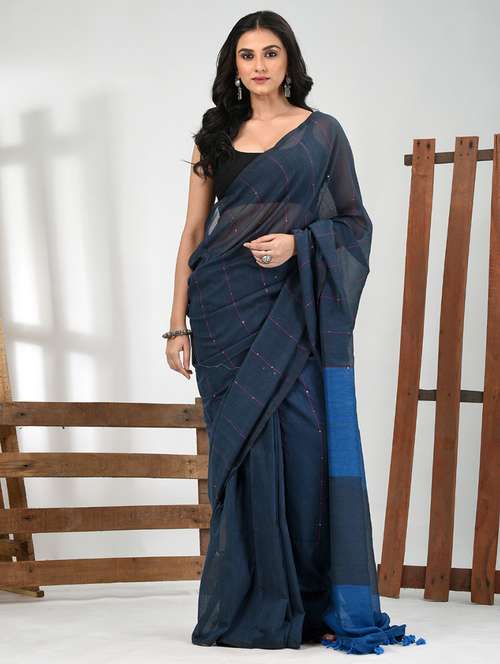 women striped handloom saree with blouse - 21839828 -  Standard Image - 0