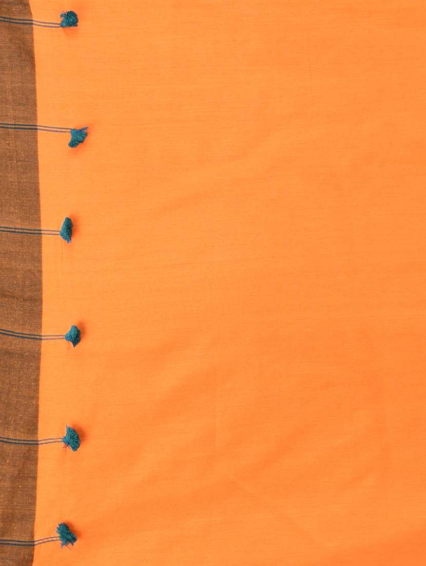 women orange handloom saree with blouse - 21839847 - Standard Image - 5