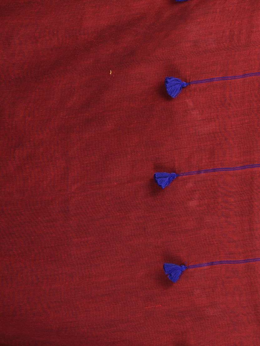 women maroon handloom saree with blouse - 21839879 -  Standard Image - 5