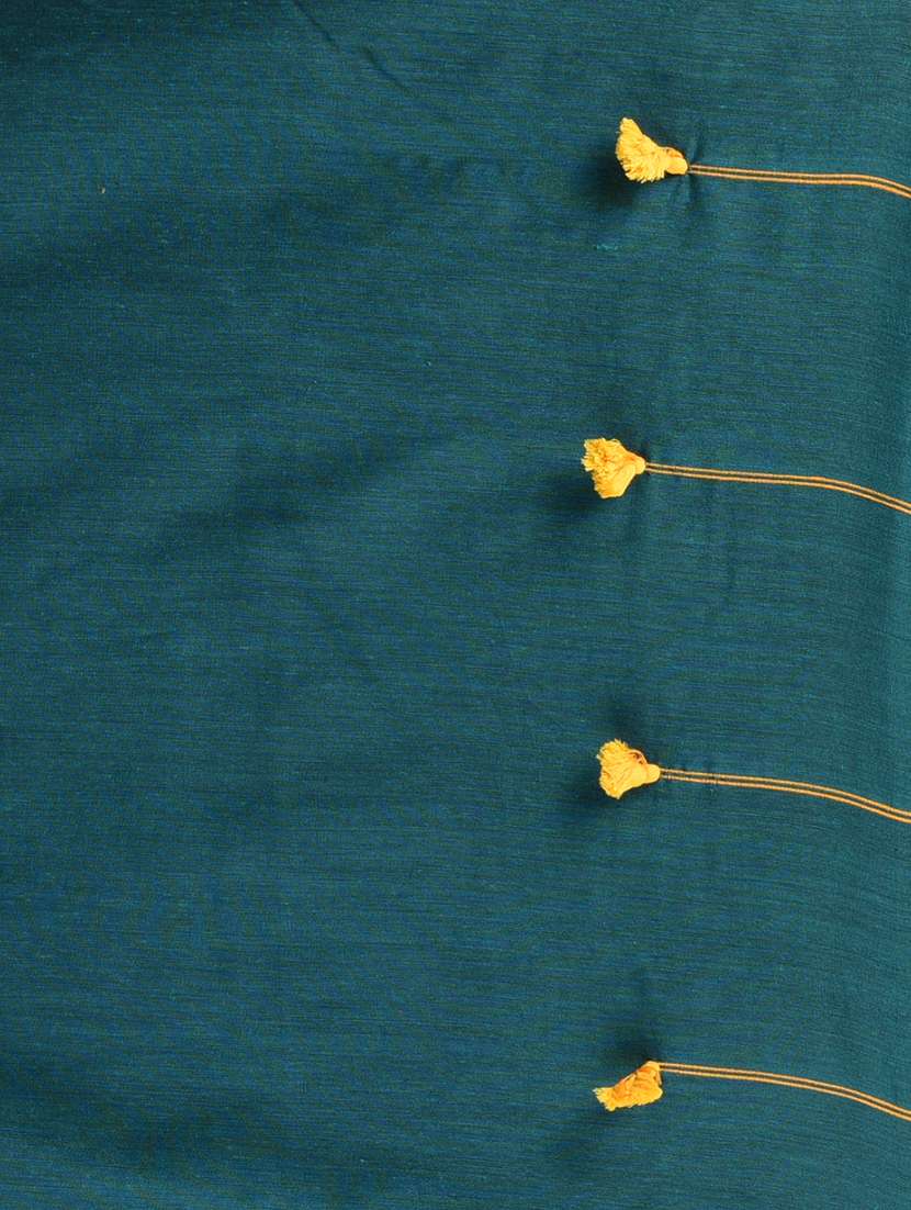 women teal handloom saree with blouse - 21839880 -  Standard Image - 5