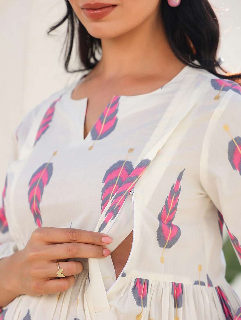 women off white printed long sleeve maternity wear - 21839891 -  Standard Image - 5