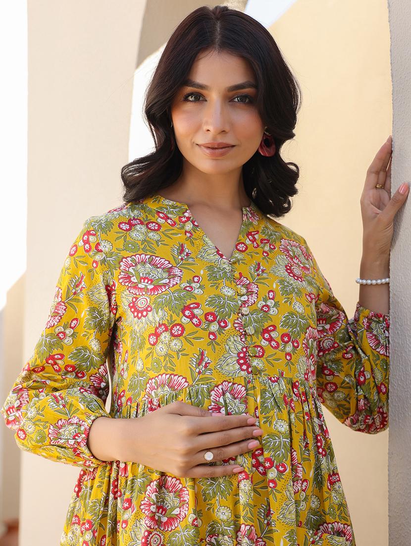 women long sleeve maternity wear kurta pant set - 21839921 - Standard Image - 3