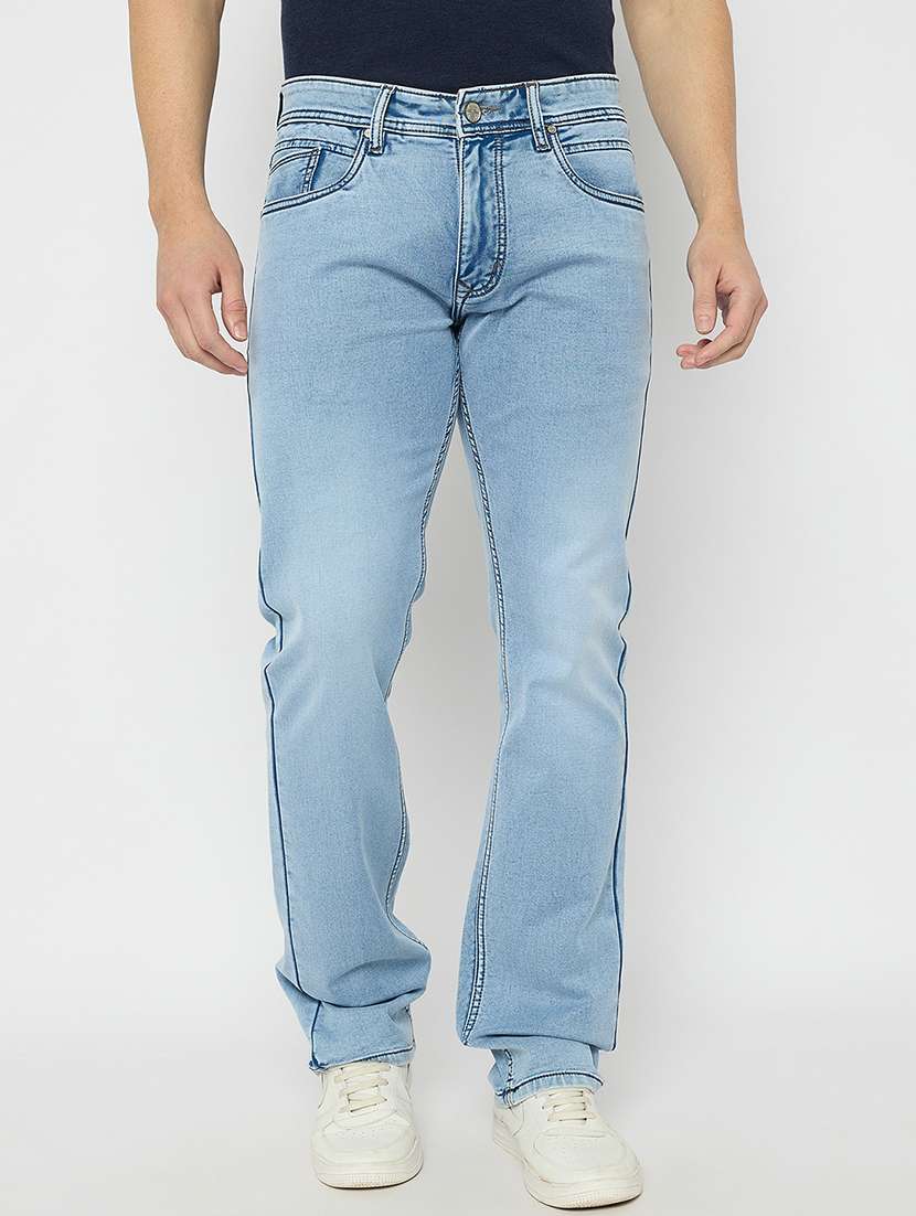 men solid mid rise relaxed fit jean