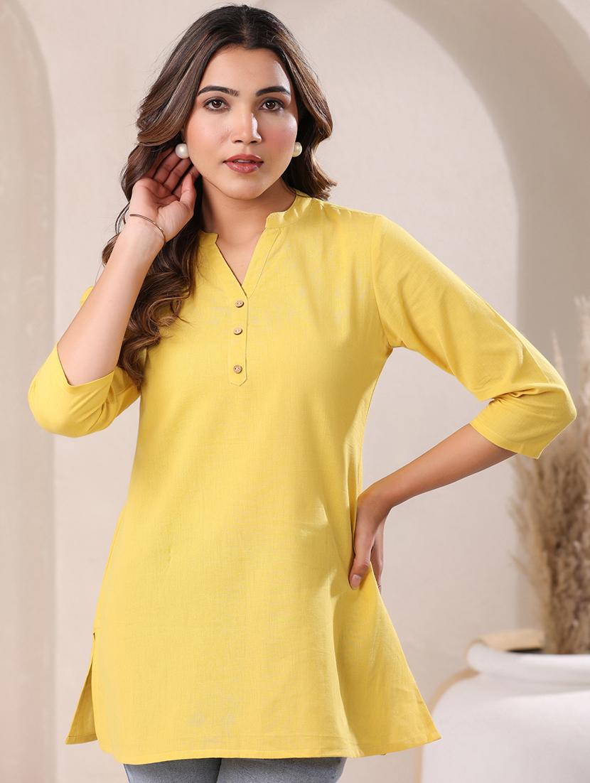 women solid mandarin neck straight kurti - 21840071 -  Zoom Image - 0