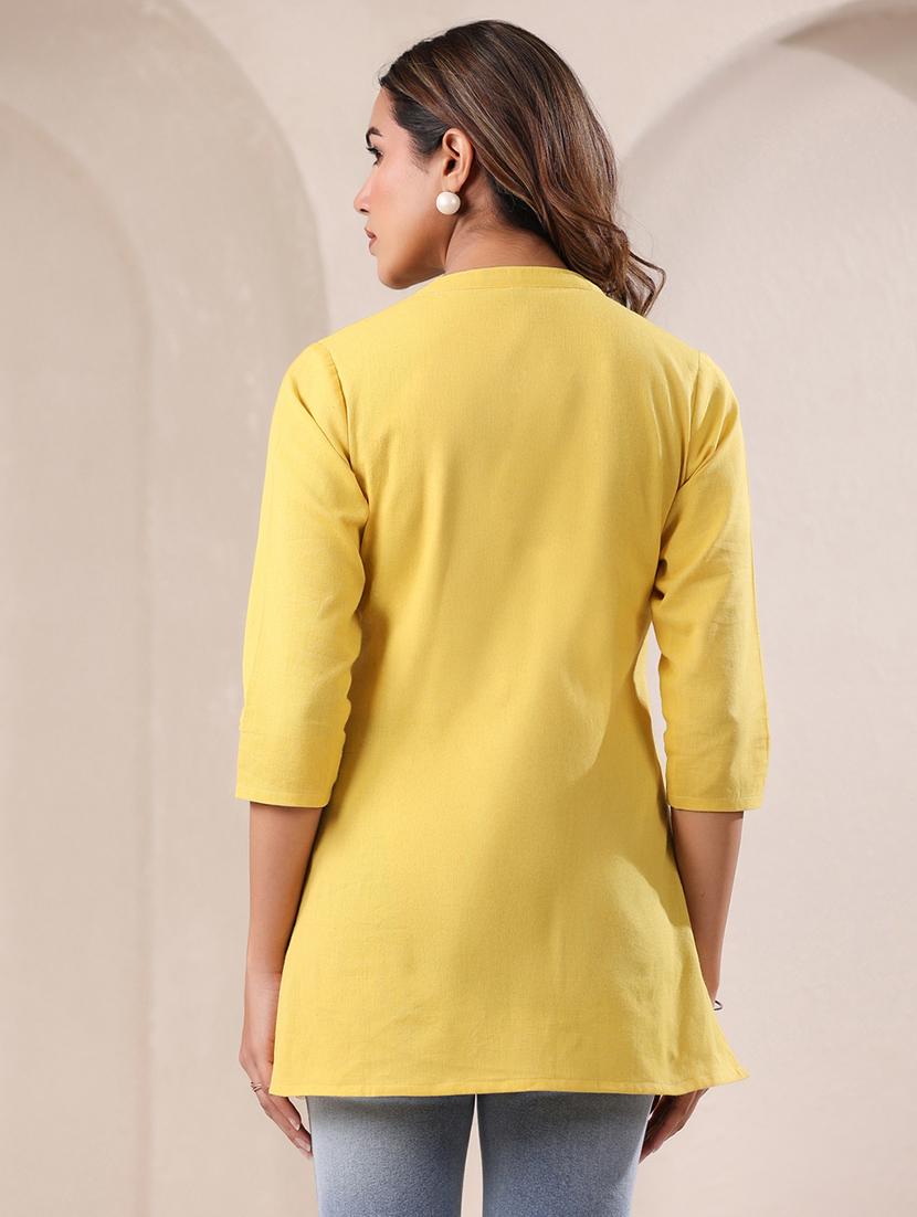women solid mandarin neck straight kurti - 21840071 - Standard Image - 3