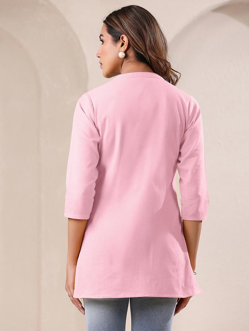 women solid mandarin neck straight kurti - 21840072 - Standard Image - 3