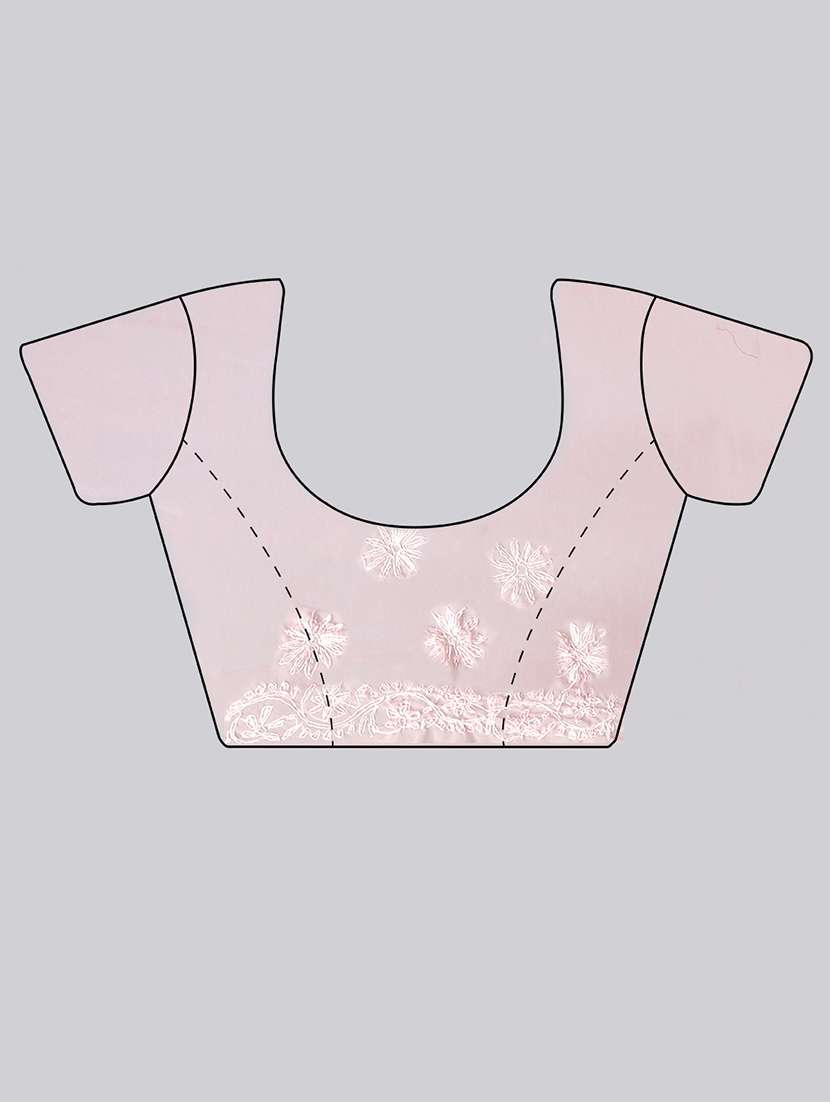women peach chikankari work saree with blouse - 21840102 - Standard Image - 5