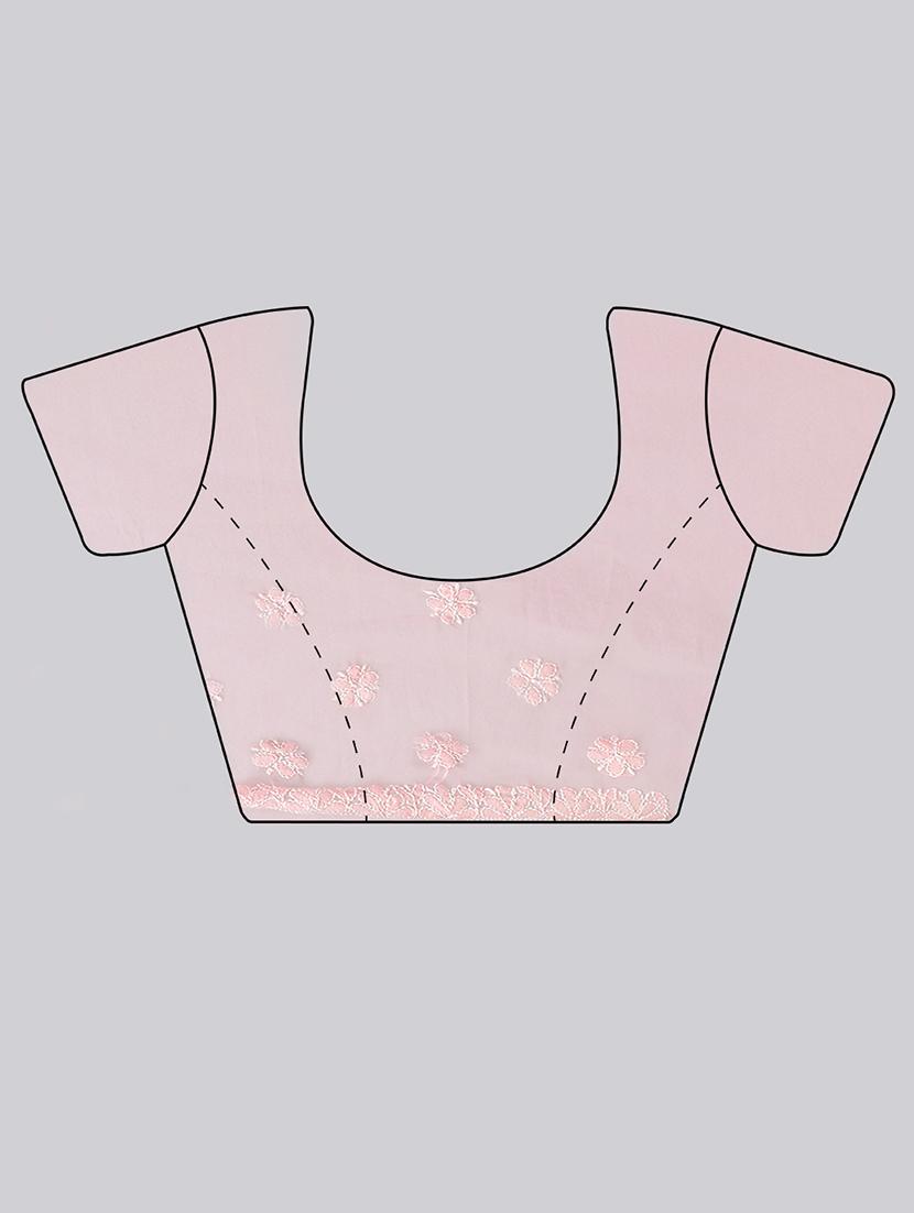 women peach chikankari work saree with blouse - 21840113 - Standard Image - 5