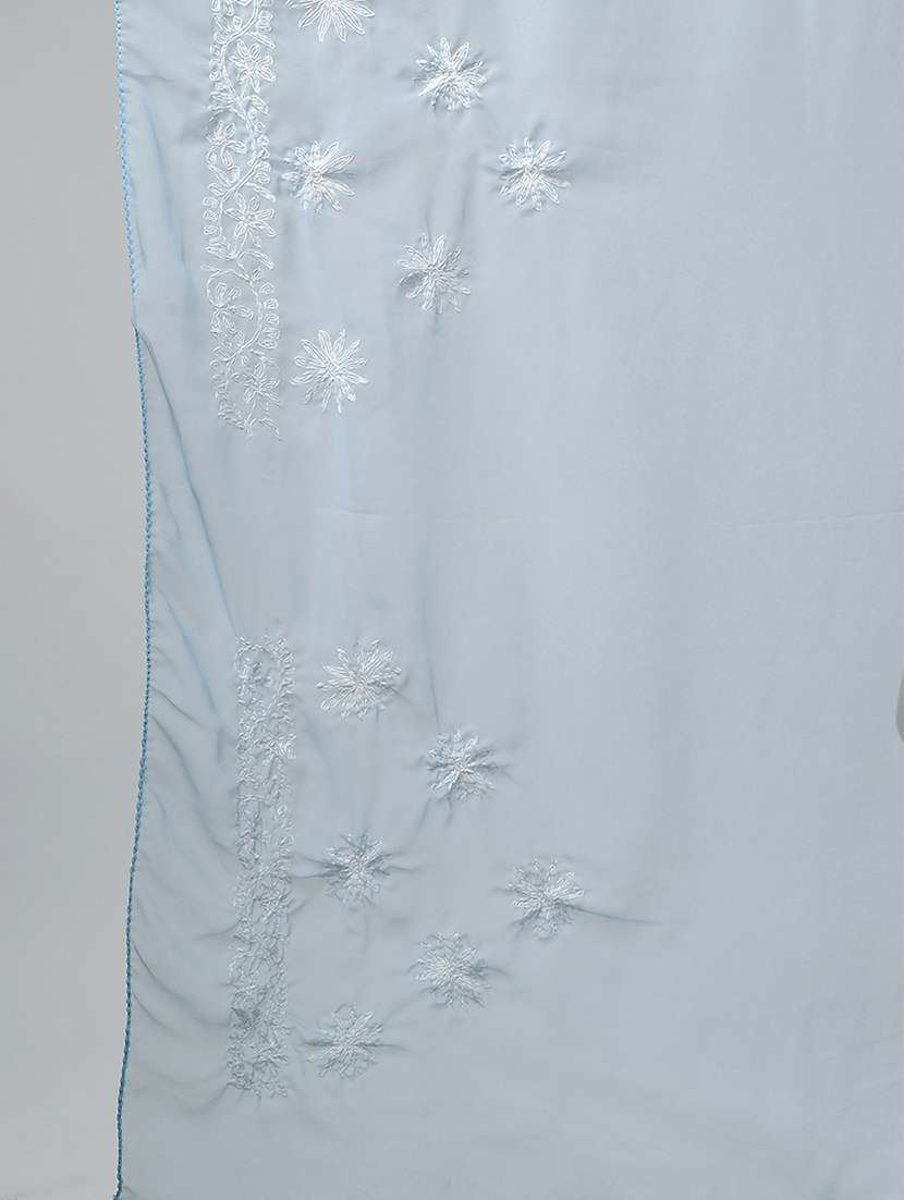 women light blue chikankari work saree with blouse - 21840120 - Standard Image - 5
