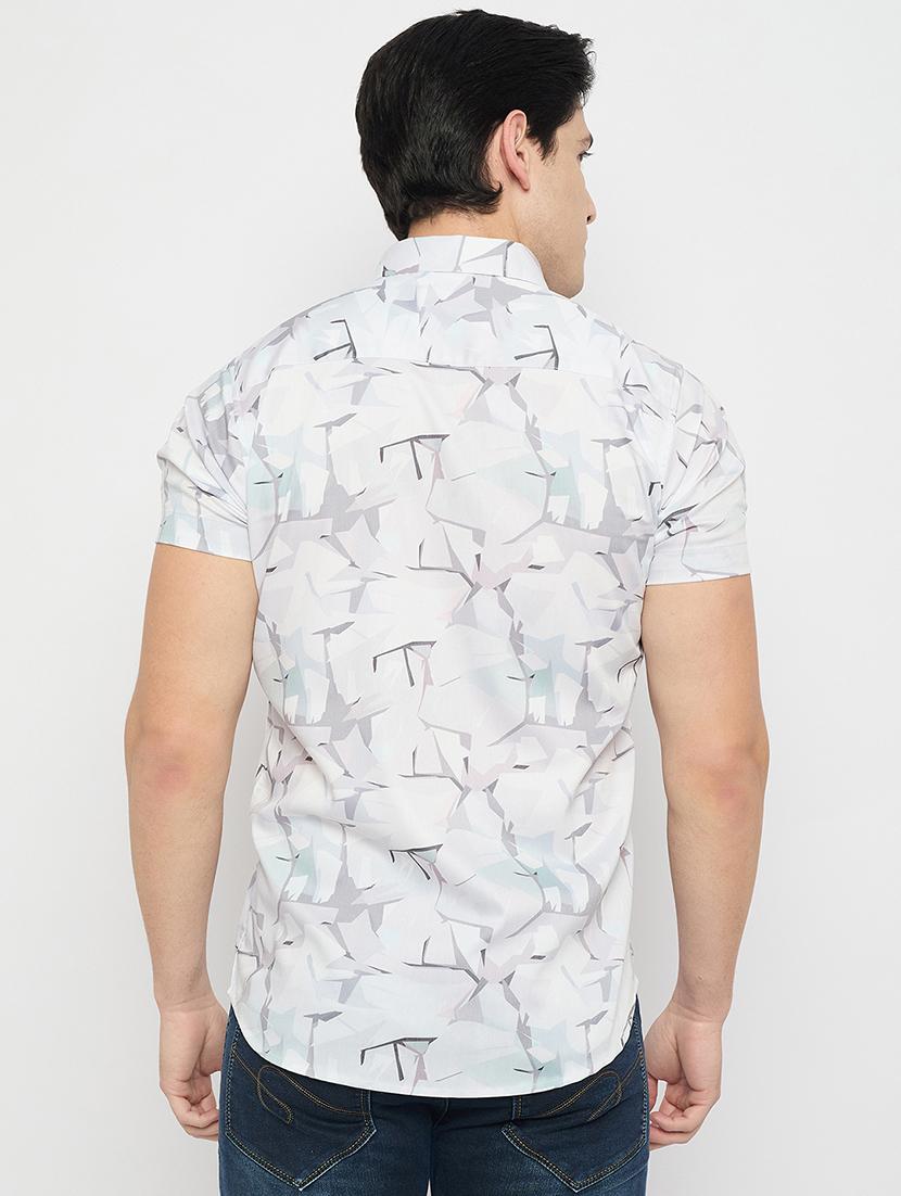 men printed short sleeve slim fit casual shirt - 21840126 - Standard Image - 3