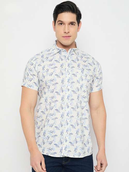 men printed short sleeve slim fit casual shirt - 21840127 -  Standard Image - 0
