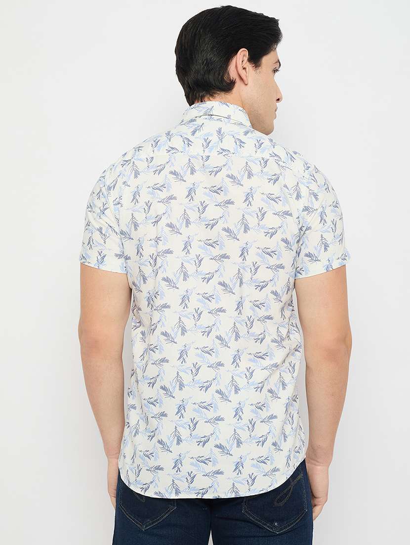 men printed short sleeve slim fit casual shirt - 21840127 -  Standard Image - 3
