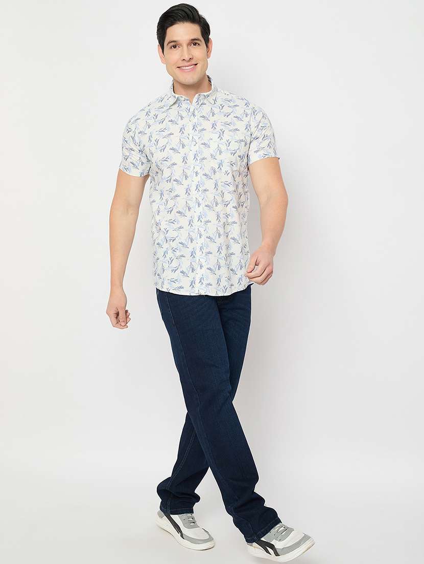 men printed short sleeve slim fit casual shirt - 21840127 -  Standard Image - 5