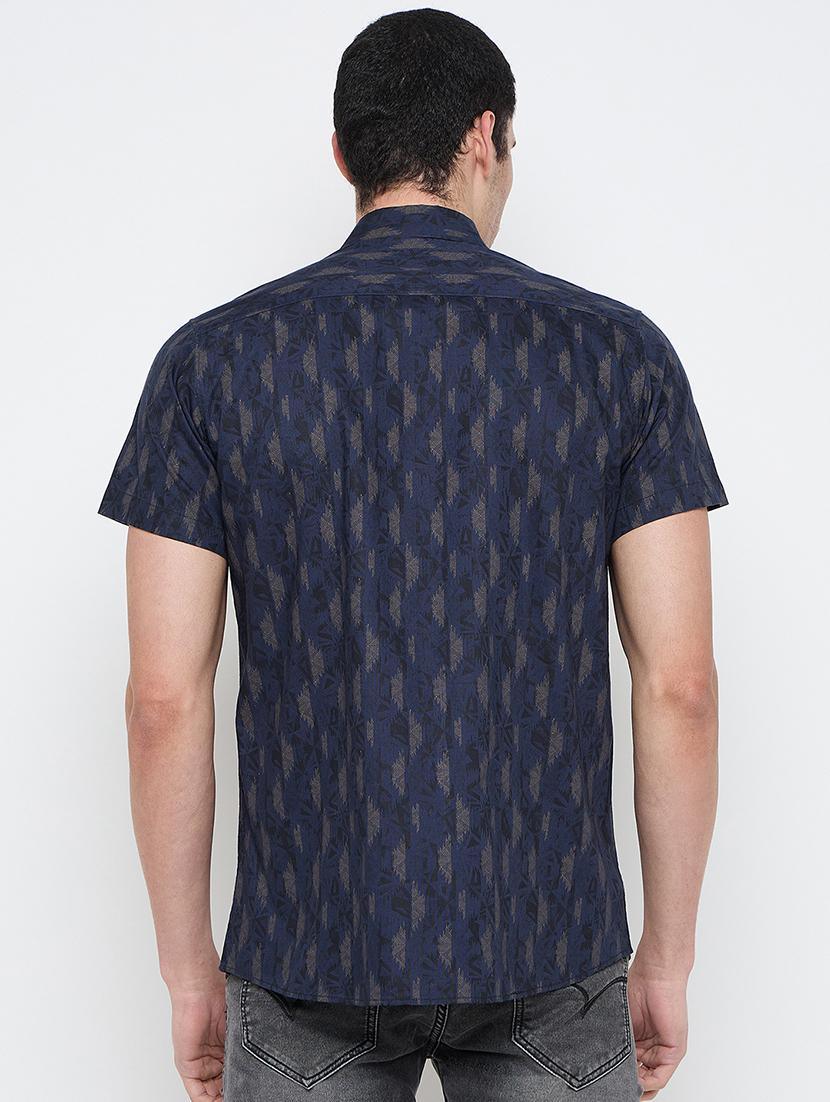 men printed short sleeve slim fit casual shirt - 21840129 - Standard Image - 3