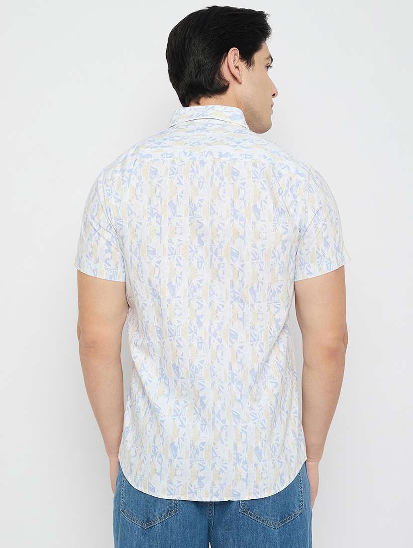 men printed short sleeve slim fit casual shirt - 21840130 -  Standard Image - 3